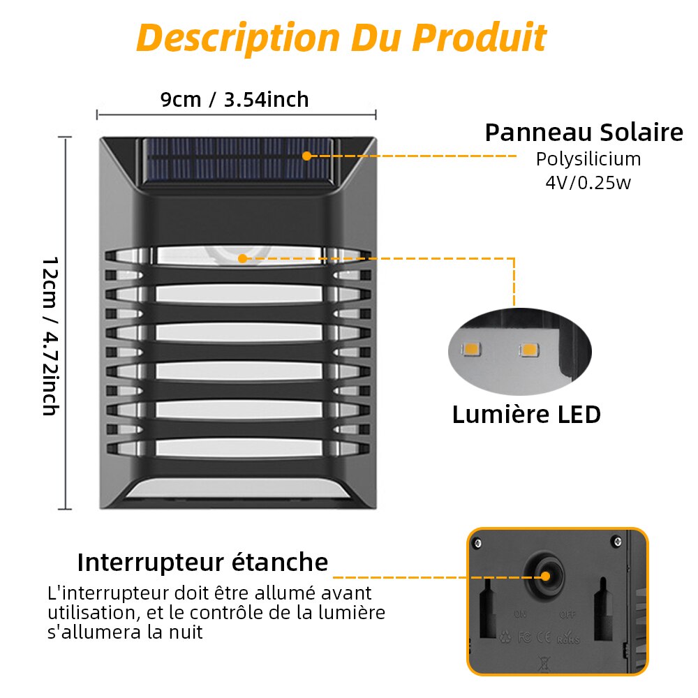 LED Solar Lights Fence Breathing/Constant Mode Lights Outdoor Waterproof Yard Wall Lights for Front Door Stairs Swimming Pool