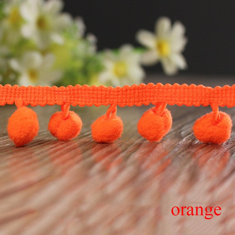 20 yards gør-det-selv tilbehør farve pompon lille kugle bomuld boheme kvast trimning frynser til syning af tøj gardiner dekoration: Orange