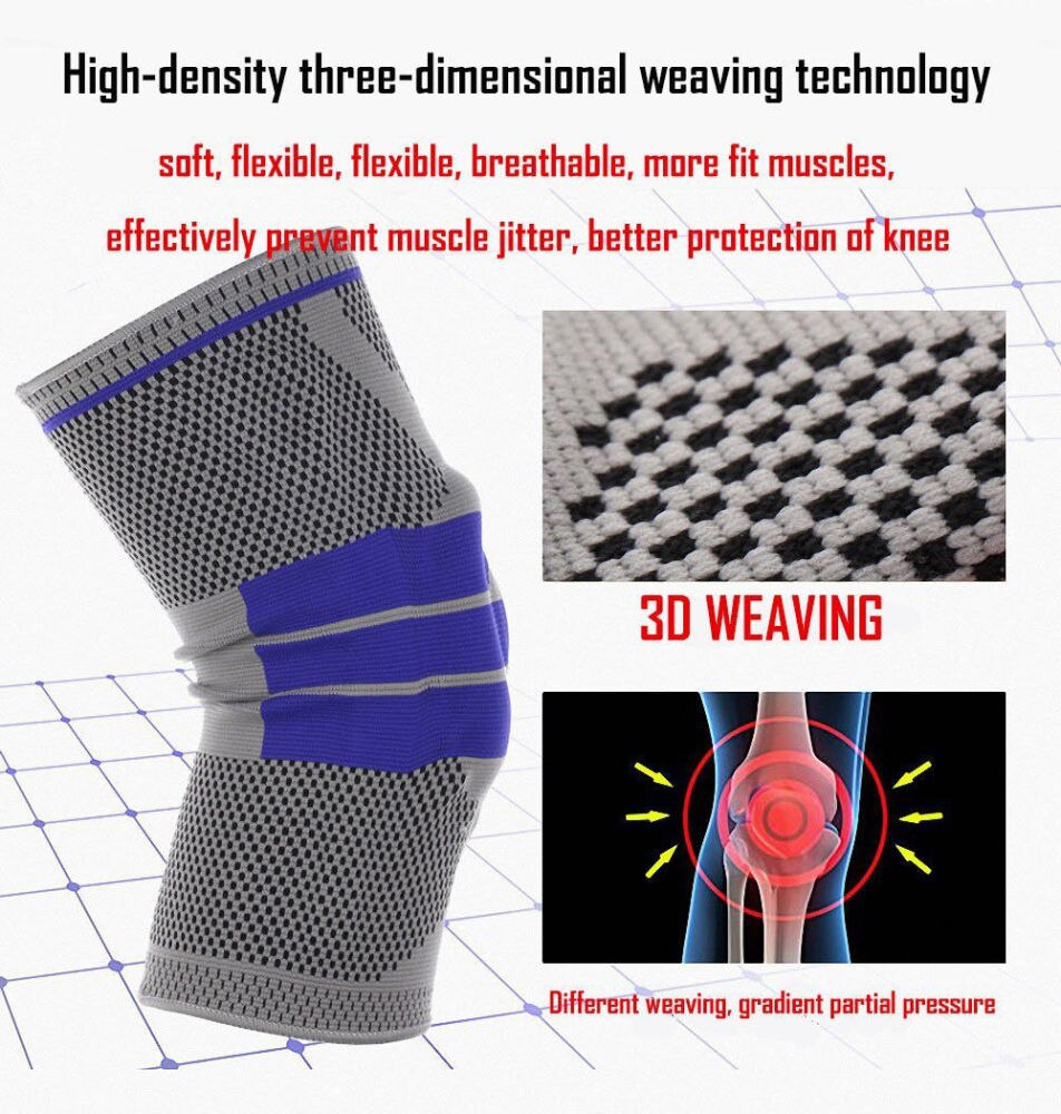 Enkele Fitness Hardlopen Fietsen Knie Ondersteuning Braces Elastische Nylon Sport Knie Pad Sleeve-Sized M (Grijs)