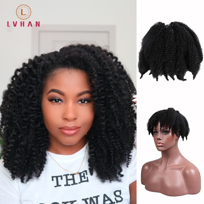LVHAN-trenzas Marley cola de araña, peluca de Caterpillar, fibra de Coco esponjosa, extensiones de cabello de ganchillo, Pelo Rizado pequeño