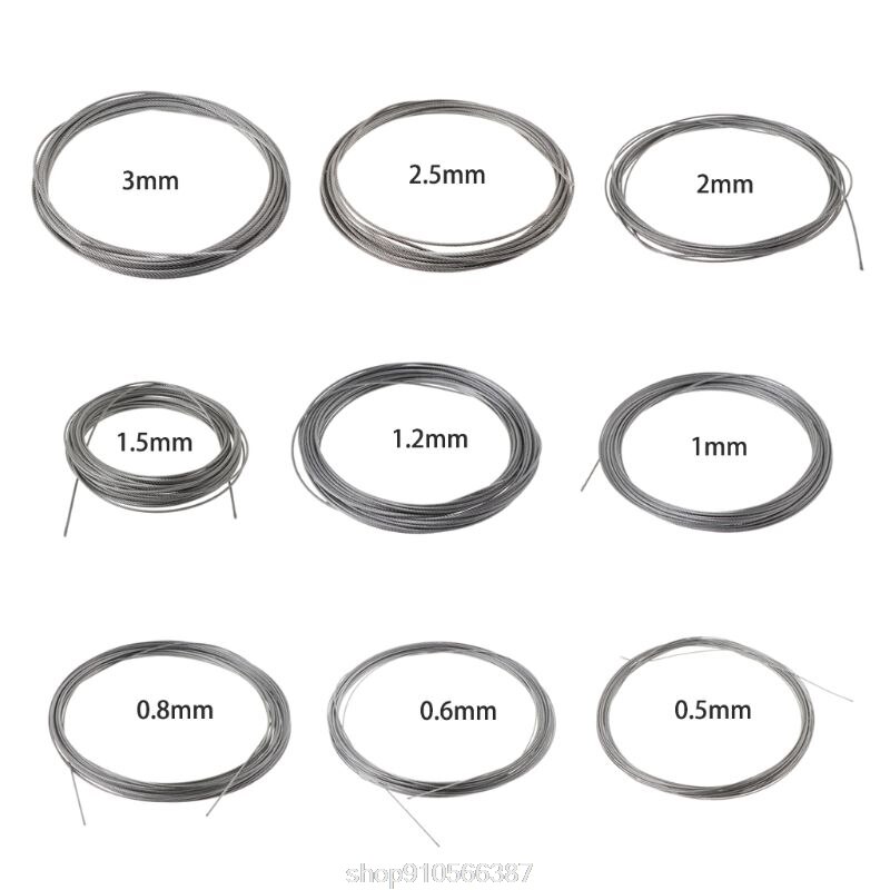 10m 304 Stainless Steel Wire Rope Soft Fishing Lifting Cable 7×7 Clothesline N17 20