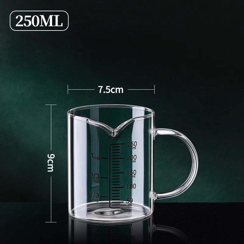 1pcs Glazen Maatbeker Met Handvat hittebestendig Laboratorium Beker Keuken Melk Koffie Maatbeker 250/350/500/1000ml: Light Grey