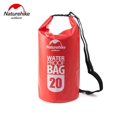 Naturehike-bolsa seca impermeable de 5L, 10l, 15l, 20 litros, bolsa seca con correa para el hombro, para playa, natación, kayak, acampada: Red 20L