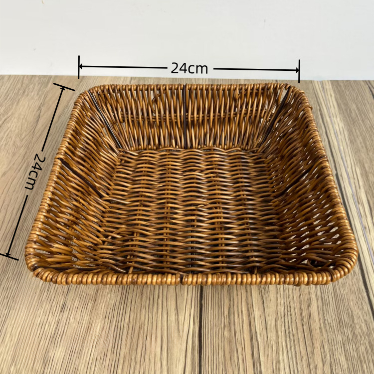 Supermarket Fruit and Vegetable Display Basket Dim Sum Basket Square Storage Basket Woven Fruit Basket Snacks Bread Snack Basket: Orange