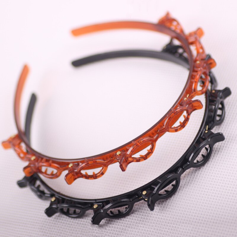 Horquilla para peinado de doble capa para niña, diadema trenzada de plástico multicapa, Clip de Aro para el pelo con dientes, corona, accesorios para el cabello para niña TSLM2