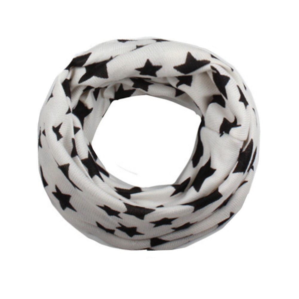 Cotton Children's Scarf Print Cartoon Plaid Ring Scarves Winter Warm children's knit scarf five-pointed star pattern scarf: 3