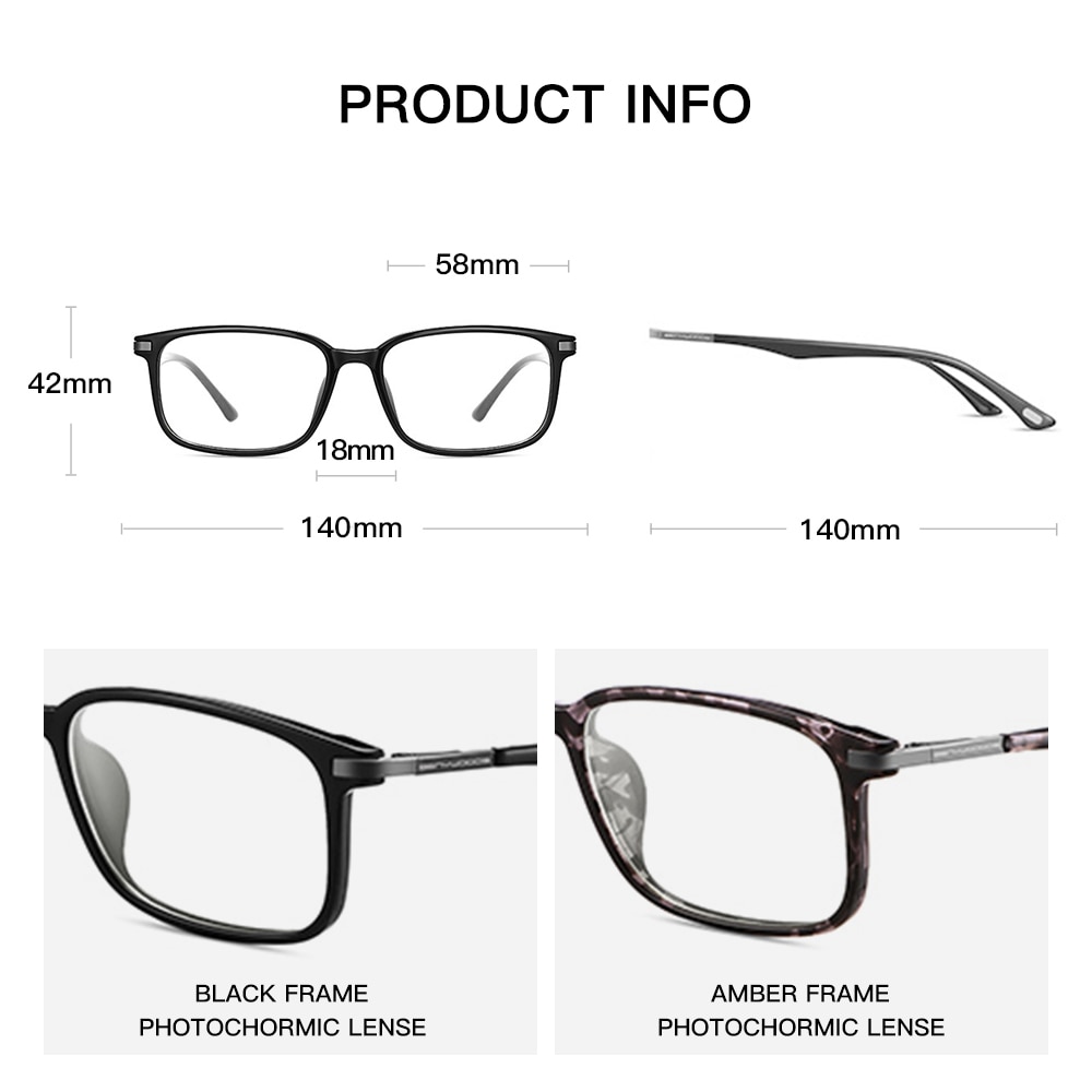 Caponi photochromic briller herre anti blue ray datamaskin briller for menn full frame uv lys blokkerende business mannlige briller  bf6105