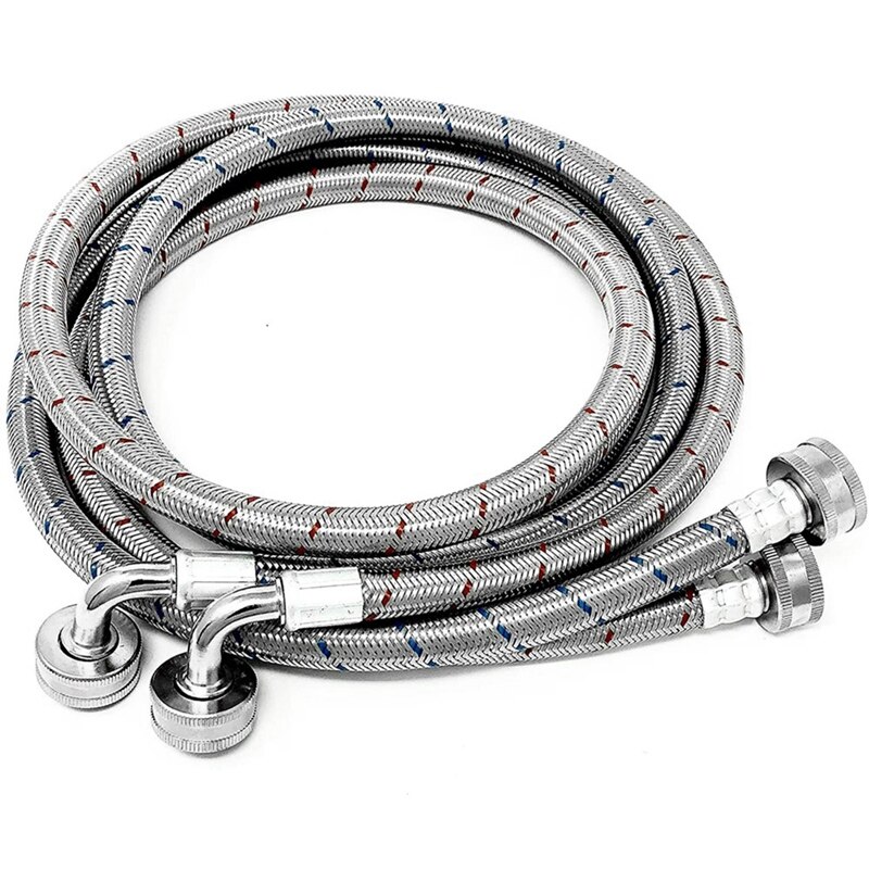 2 Pieces of High-Grade Stainless Steel Washing Machine Corrosion-Resistant and Cold Water Supply Hoses