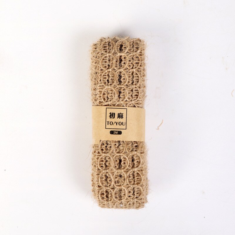 2m/ rullar naturligt festhantverk bröllopsband inslagning hampaband jute säckväv gör det själv festivaltillbehör festivaldekoration: I3-18 3.5 cm x 2m