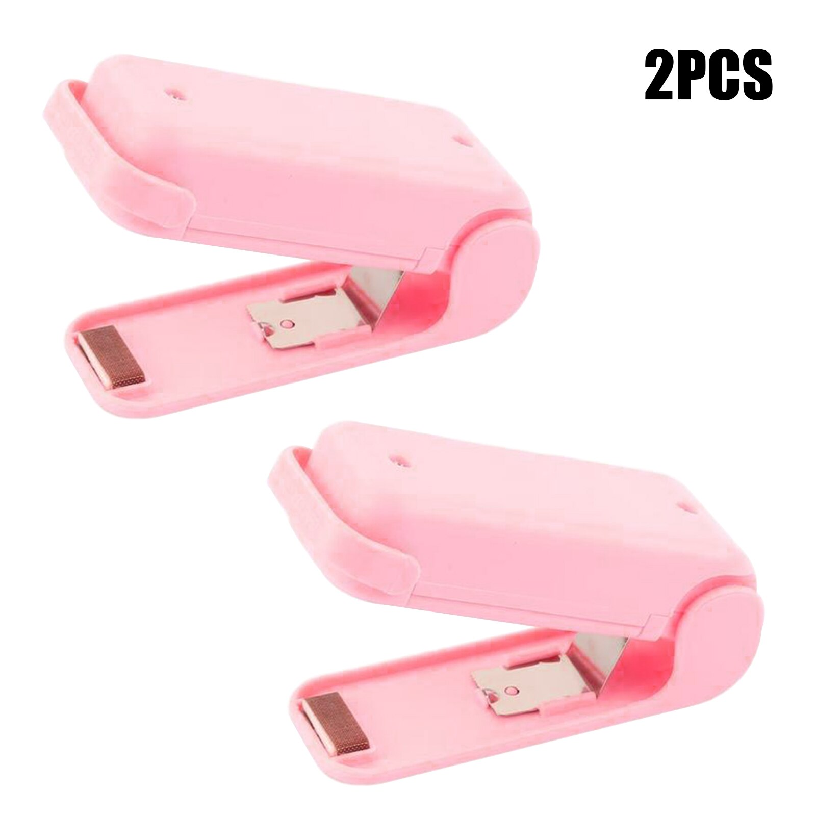 Draagbare Tas Sealmachine Plastic Pakket Opbergtas Clips Mini Sluitmachine Handige Sticker Seal Voor Voedsel Snack Keuken Gadget: pink 2pcs
