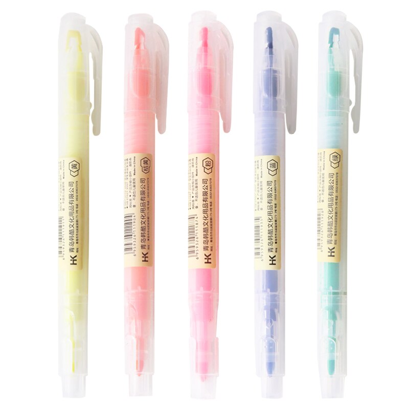 Dual Head Writing 2 in 1 Highlighter Pen Japanese Stationery Cute Office School Supplies