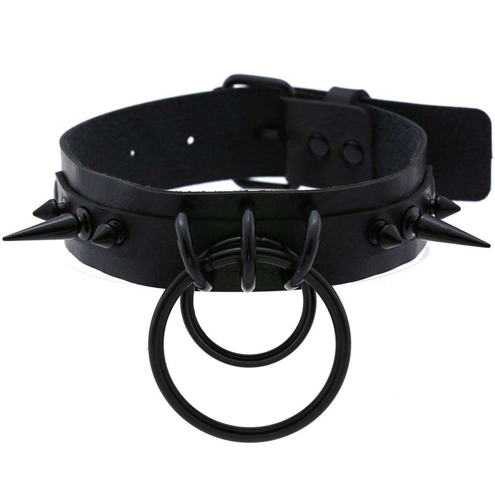 Black Spiked Choker Goth Leather Spike Collar Necklace For Women Men Studded chocker girls Gothic Jewelry