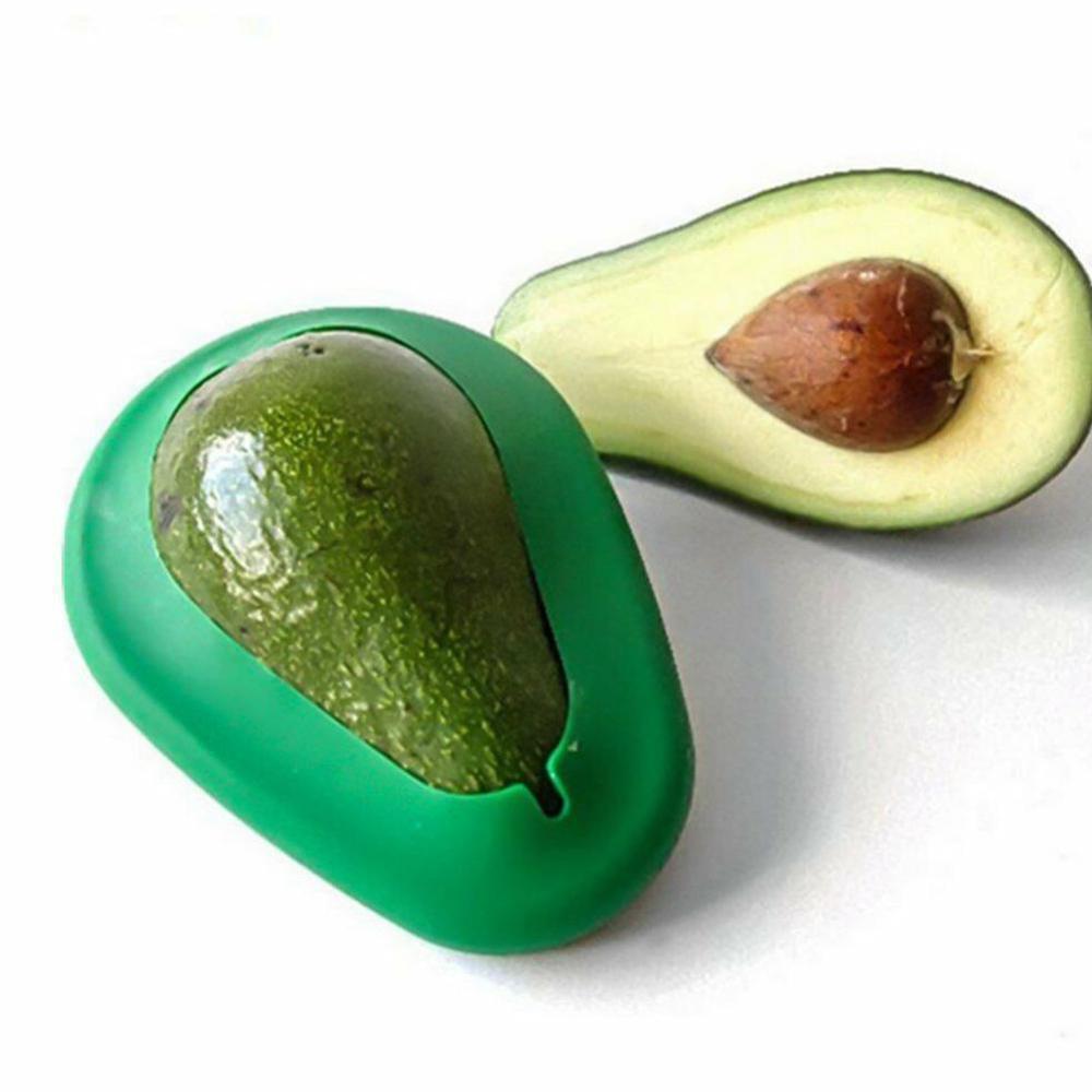 Household Green 2pcs Avocado Saver Silicone Fresh Food Fruit Huggers Foldable Cover Preservation Seal W0X2