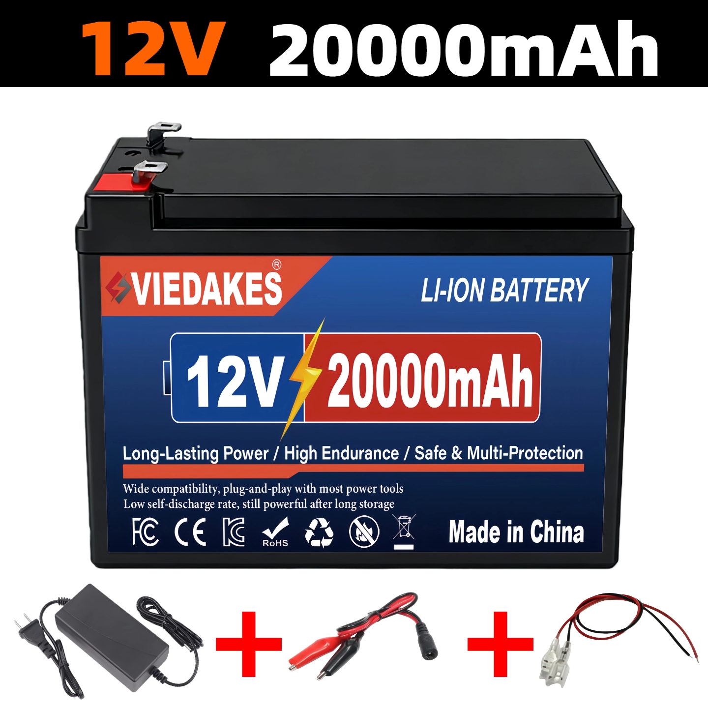 12V 200Ah LiFePO4 lithium Battery, Deep 4000+Cycle Built-in BMS for camping power supply, boat, spray, e-wheel, fish finder☽: Orange