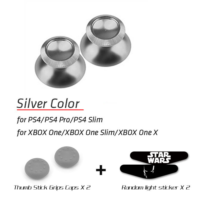 DATA FROG Metal Thumb Sticks Joystick Grip Button For Sony PS4 Controller Analog Stick Cap For Xbox One /PS4 Slim/Pro Gamepad: silver