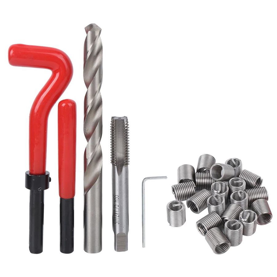 25pcs M12 Thread Repair Kit Thread Tap Drill Bit Damaged Threads Repair Tools stainless steel