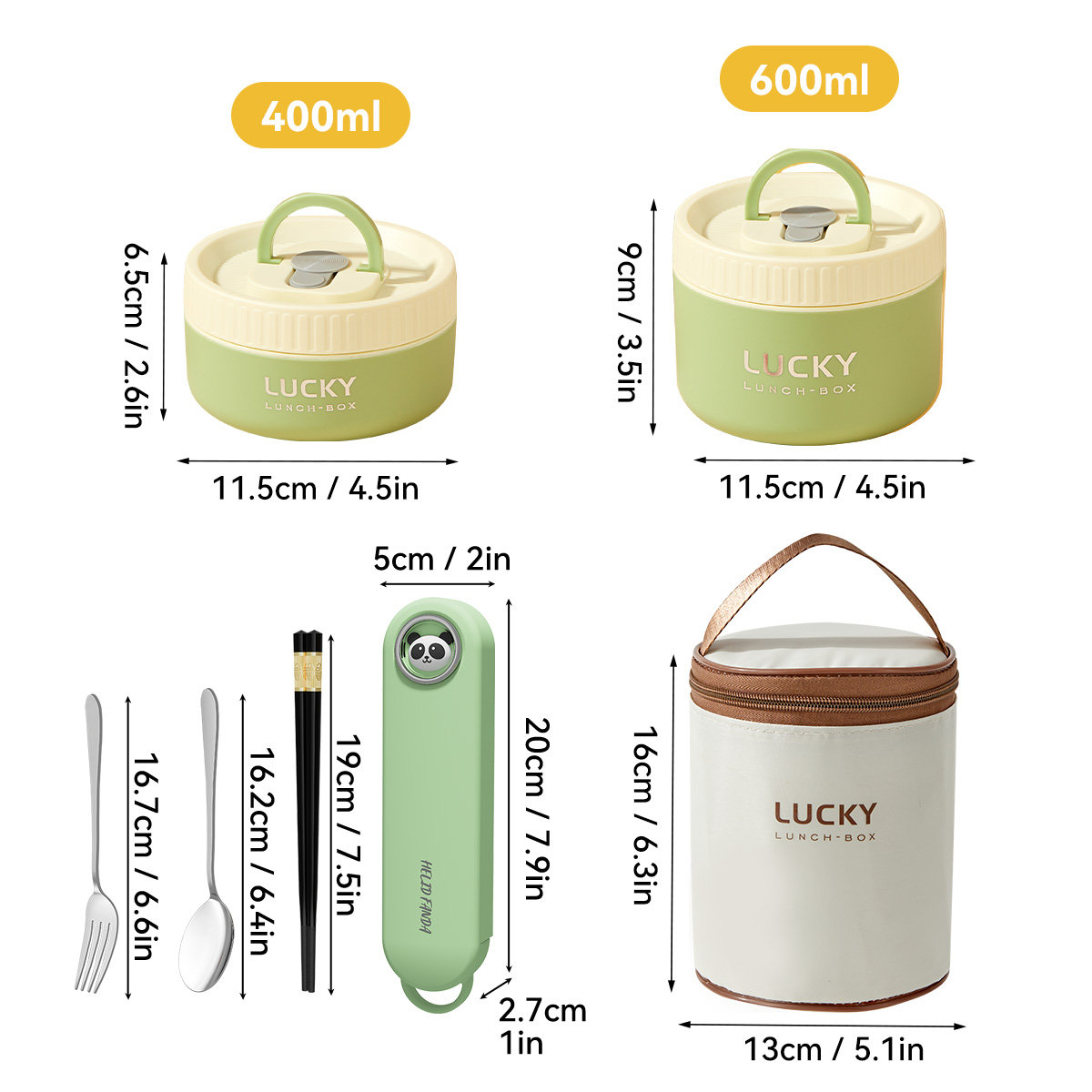 WORTHBUY 304 Stainless Steel Thermal Bento Lunch Box With Cutlery&Bag Microwave Sealed Leak-proof Insulated Food Container: Brown