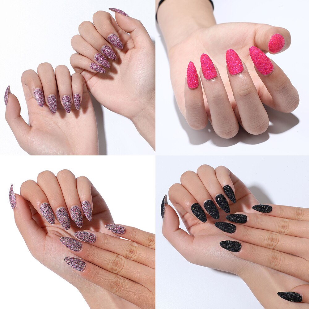 Faux ongles ballerine détachables, accessoire de manucure, 24 pièces, à paillettes de couleur bonbon, à porter, couverture complète