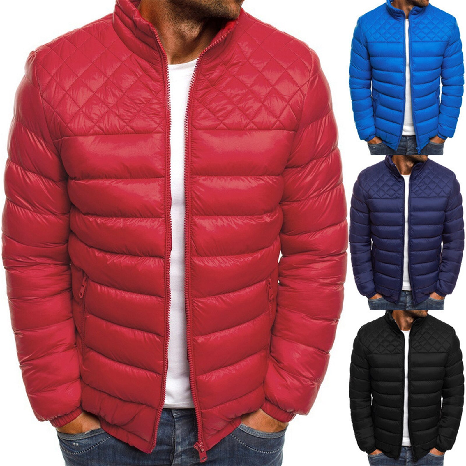 Men's Autumn Winter Zipper Warm Down Jacket Packable Light Top Coat