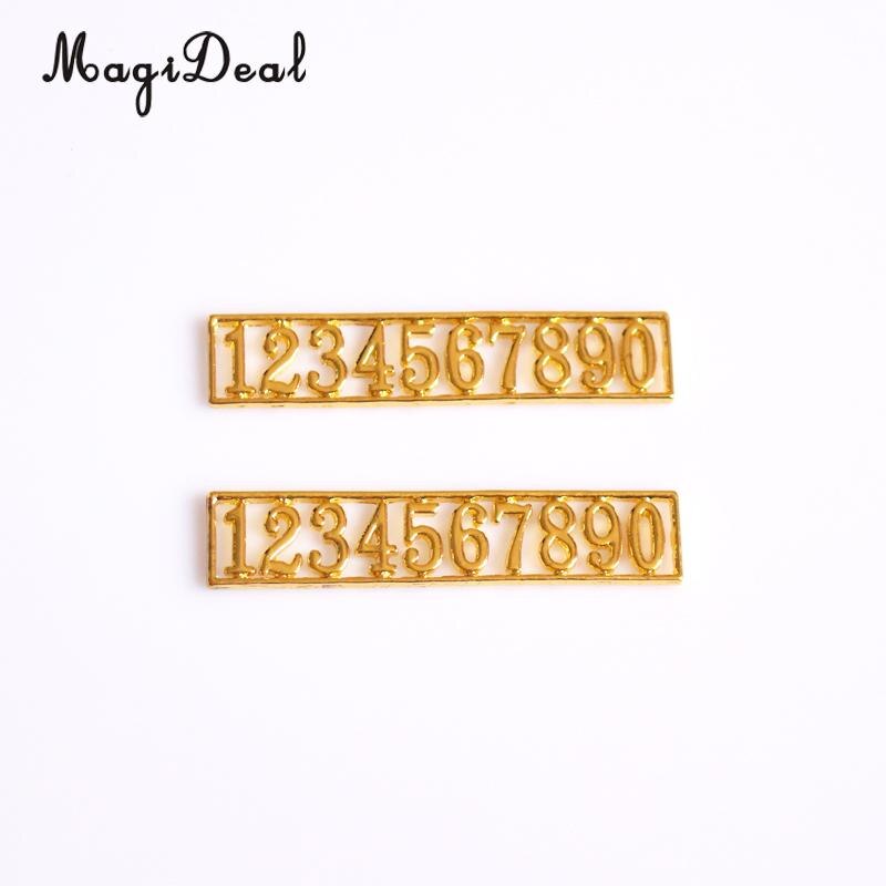 MagiDeal Vintage 1/12 Scale Golden Dolls House Miniature Set of Metal Numbers 0-9 Door for Office Bedroom Bar Pub Acce
