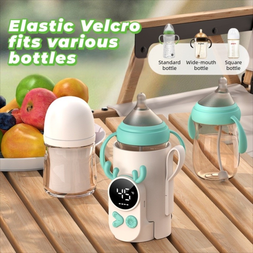 Portable Baby Bottle Warmer Fast-charging Digital Display Travel Milk Heating Sleeve Waterproof Temperature Adjustment