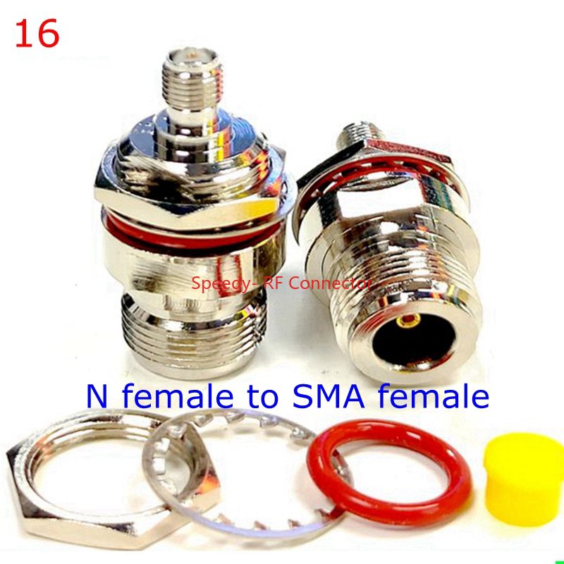 Conector recto de brida de 4 orificios L16 N a SMA macho hembra L16 tipo N a brida RPSMA mamparo con tuerca de junta tórica adaptador a prueba de agua