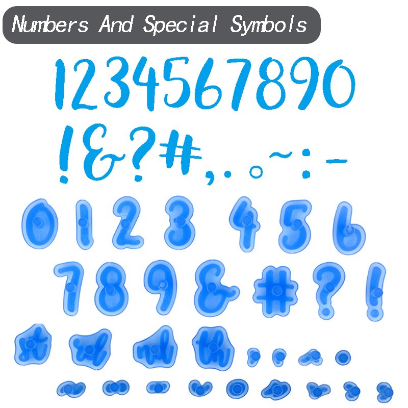 Molde con letras y números del alfabeto para manualidades, herramienta de decoración para pasteles, galletas, galletas, cortador en relieve, Fondant de azúcar: Numbers