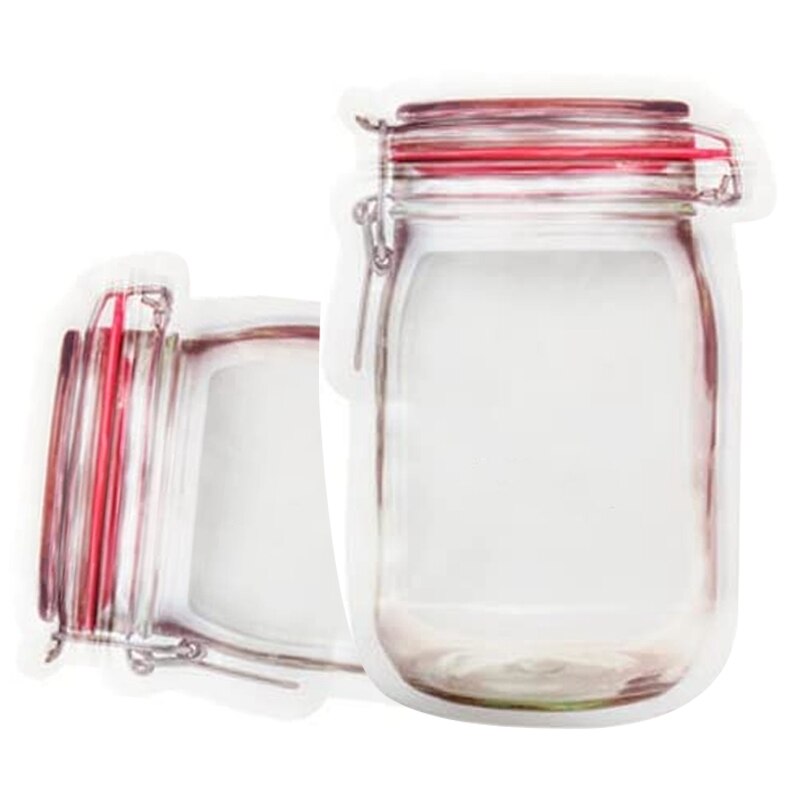 Mason jar lynlås poser snack sandwich lynlås lukning poser genanvendelige lufttætte forsegling opbevaringsposer lækagesikre madspareposer