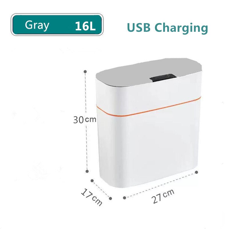 XIAOMI MIJIA 13-16L Smart Sensor USB ricaricabile automatico cestino cucina soggiorno bagno induzione domestica bidone della spazzatura: USB Gray 16L