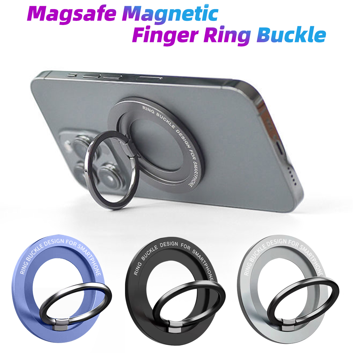 Magnetyczny uchwyt pierścieniowy na telefon komórkowy do iPhone'a 11 12 Pro Uniwersalny, obrotowy o 360 stopni metalowy uchwyt na telefon z klamrą magnetyczną