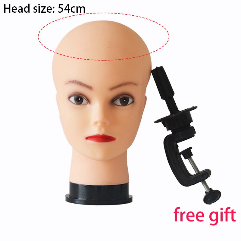 55cm Bald Mannequin Head With Clamp Cosmetology Manikin Head For Makeup Practice Female Maniqui Head For Wig Making Hat Display: Gold Color