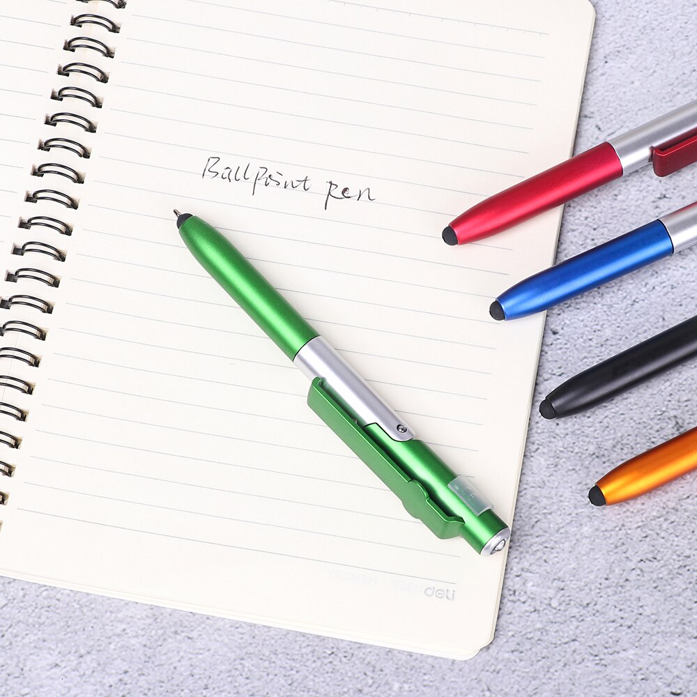 4- i -1 fällbar kulspetsskärm stylus touch penna universal mini kapacitiv penna med led för surfplatta mobiltelefon