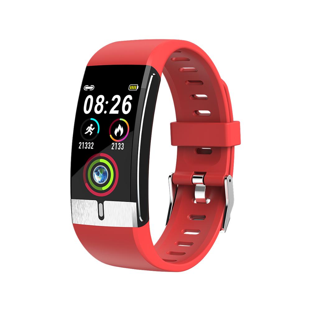 Smart klocka herr  e66 kroppstemperatur ecg ppg vattentätt sportarmband blodsyre puls smartklocka för ios android: Röd