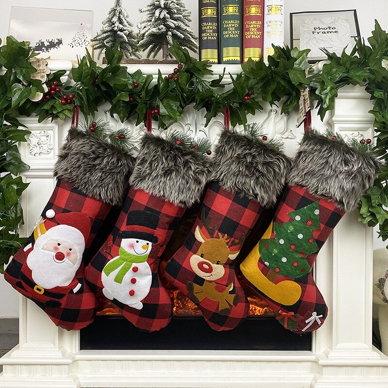 Jaar Kerst Kous Sack Xmas Candy Bag Noel Kerst Decoraties Voor Huis Natal Navidad Sok Kerstboom Decor