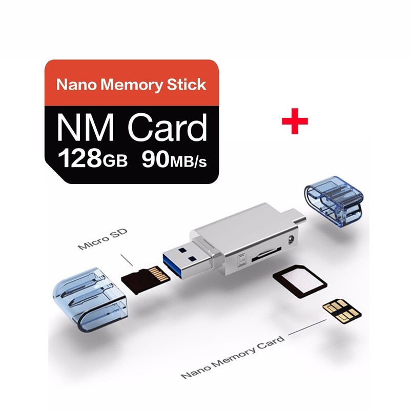 For Huawei P30 P 30 Pro P30Pro VOG-L09 NM Card Nano Memory Card 128GB 90MB/S NM-Card With USB3.1 Gen 1 Type-C TF/NM Card Reader: NM Card and Reader