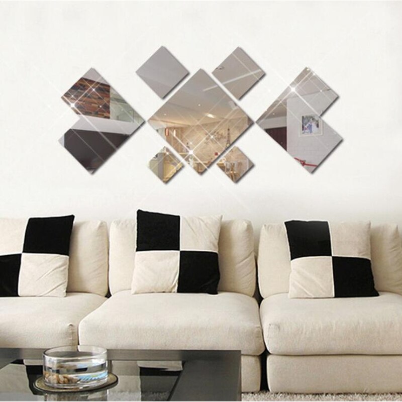 decoración de habitación espejo decorativo paredPegatina de espejo para pared, sala de estar calcomanía de único para, decoración del hogar, bricolaje, , pared de fondo moderna, 7 Uds.,