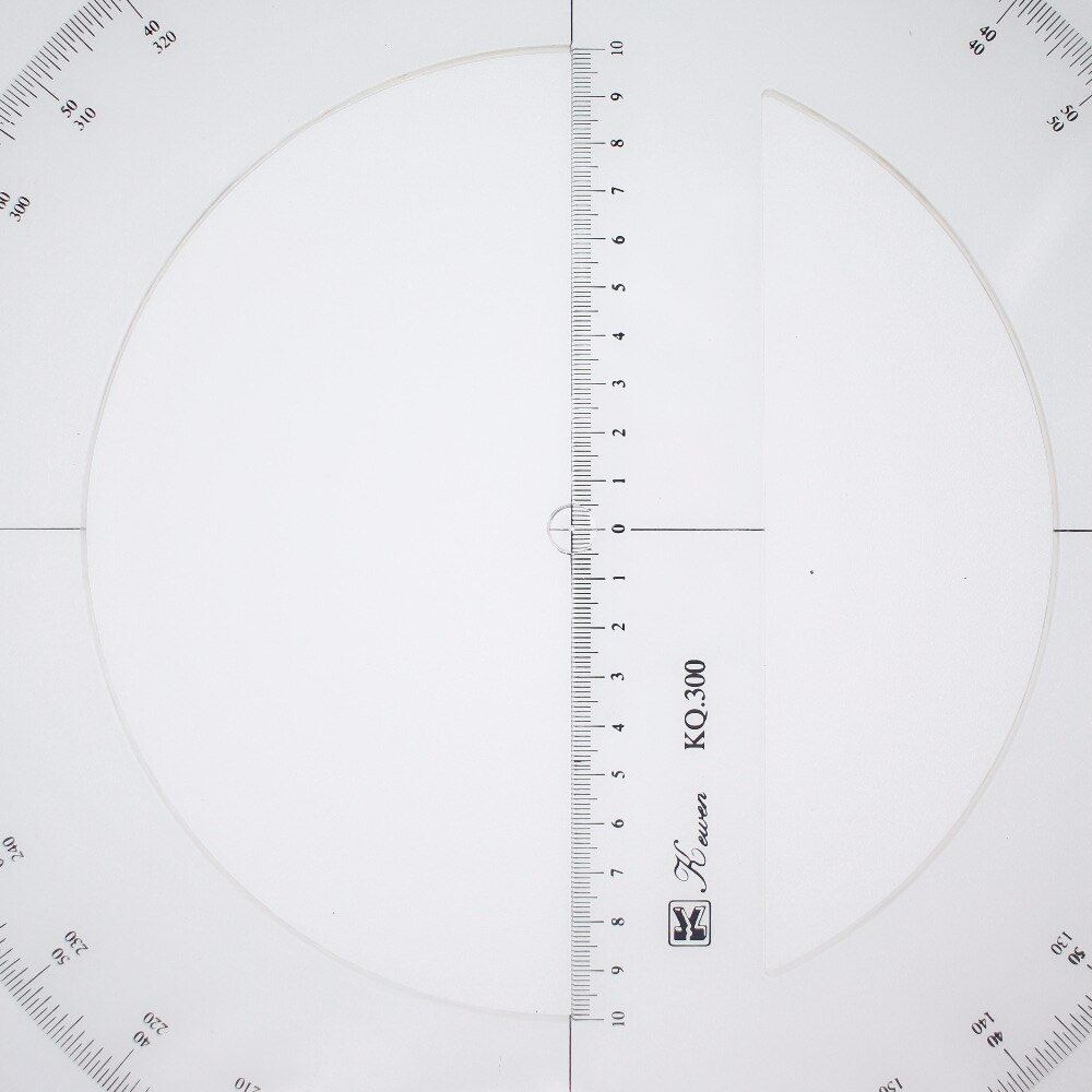 360 graders vinkelmåler dobbelt skala værdi diameter 30cm lineal, skrå kanter  kq300