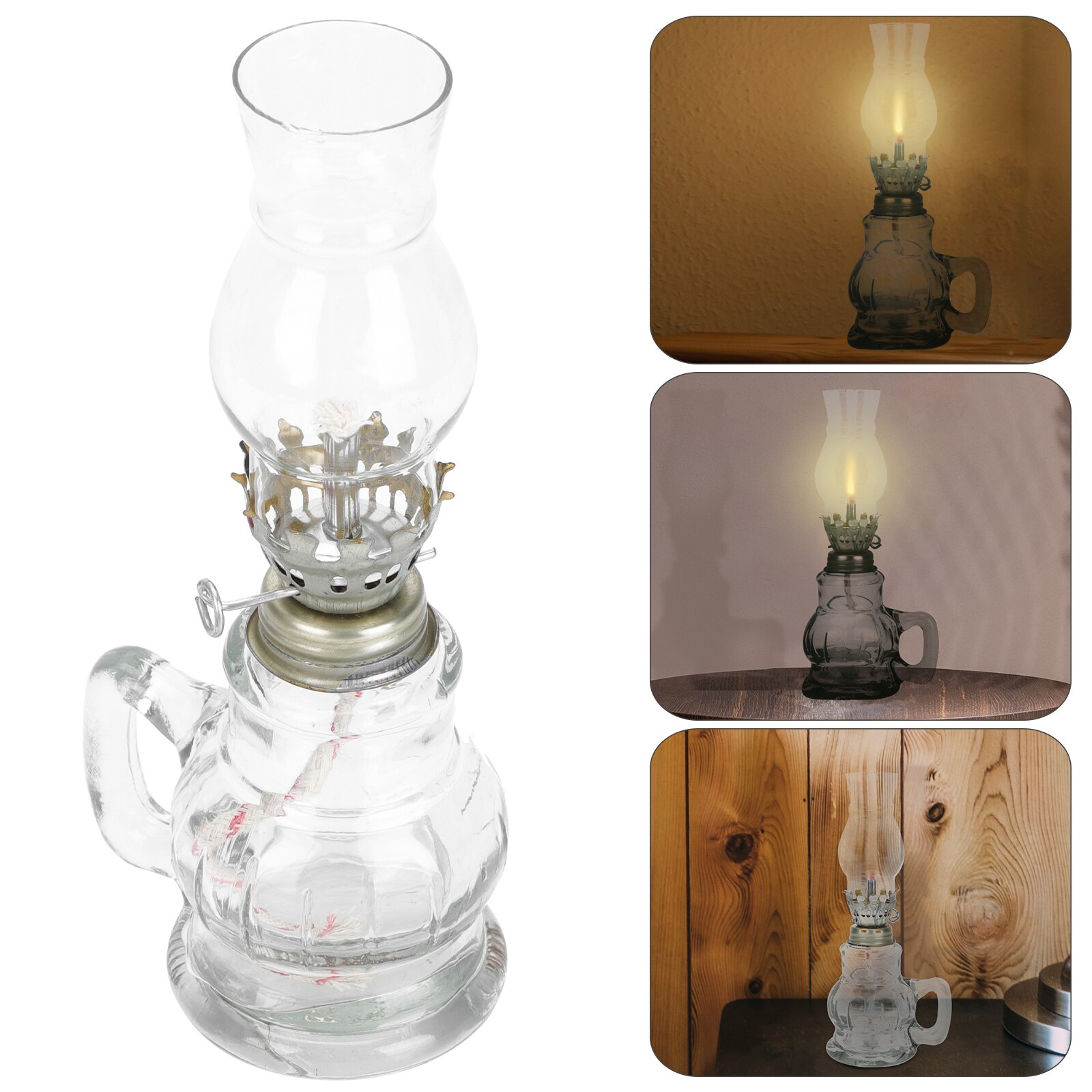 Ancienne lanterne 5 faces verre opaque et laiton, avec bras d'applique - Décoration