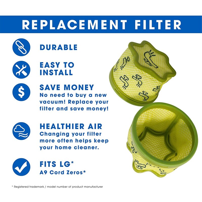 Filtr próżniowy robić odkurzacza LG A9 przewód zero. Porównaj z częścią ADQ74774001-zestaw 6 sztuk