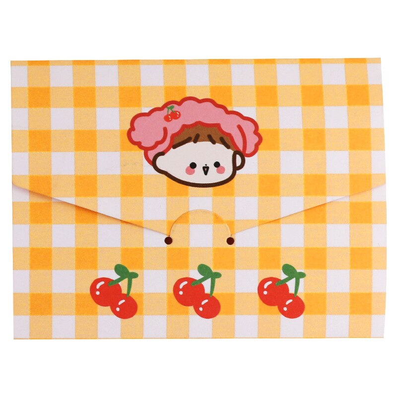 Cartoon Leuke Grid Bear Bunny Envelop Beste Wensen Opvouwbare Bericht Notepad Verjaardag Zegen Wenskaart Kleine Briefpapier