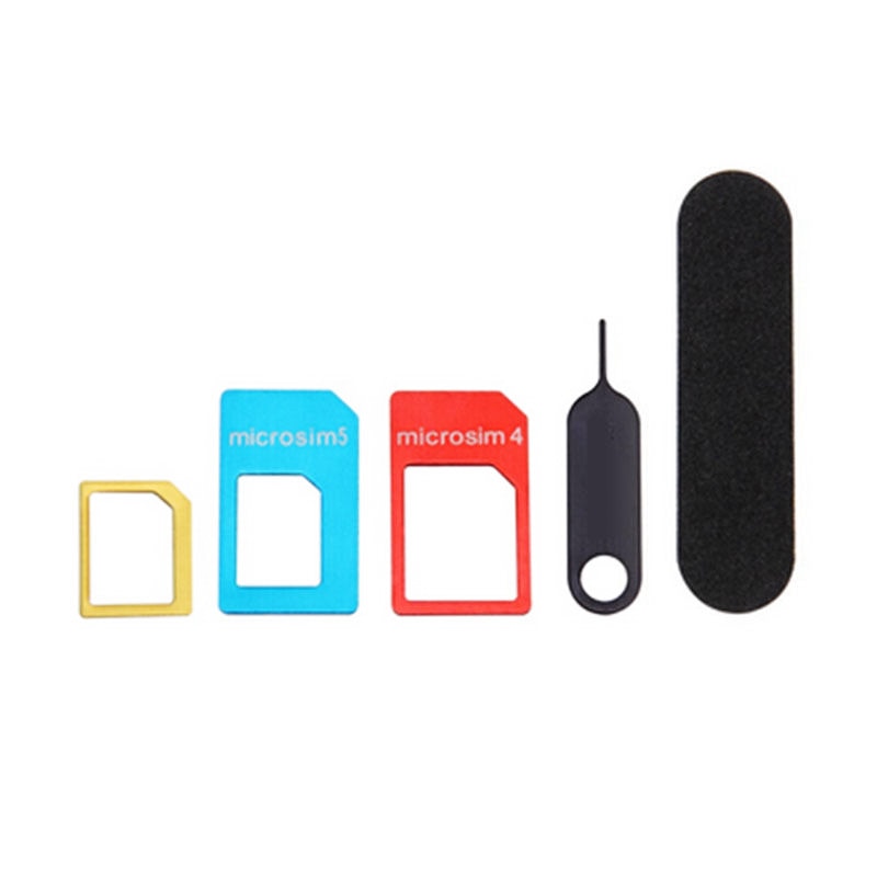 mobile phone tools 1 set 5 in 1 Nano Sim Card Adapters + Regular & Micro Sim + Standard SIM Card & Tools for iPhone 4 4s 5 5c 5s