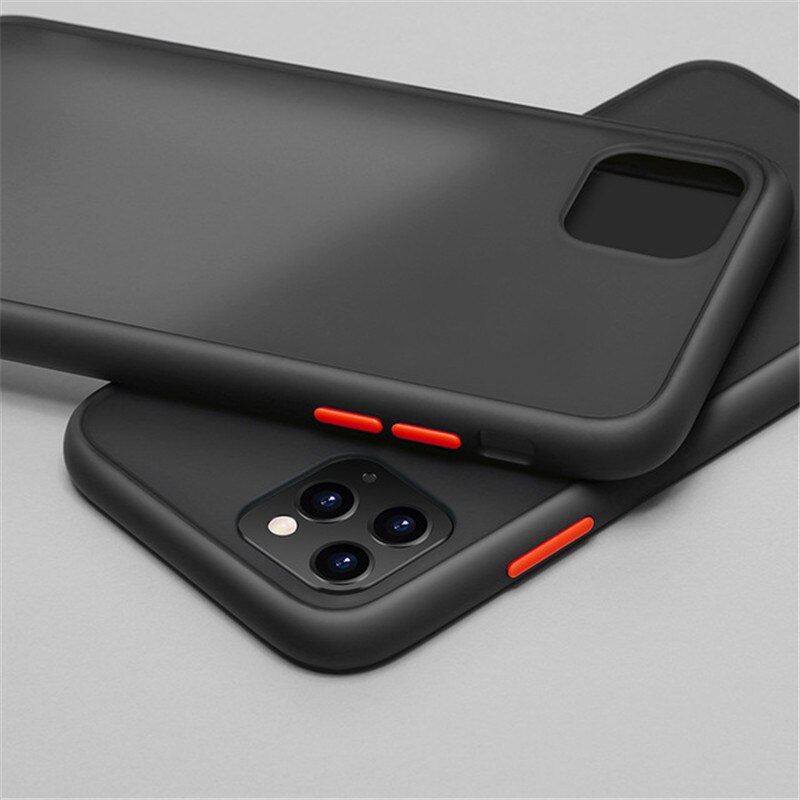 Per Xiaomi Redmi Nota 9S Caso Antiurto Bumper di Colore TPU Cornice Trasparente Della Copertura per la Nota Redmi 9 Pro Max opaco Dura del PC Casi: For Redmi Note 9 / Black