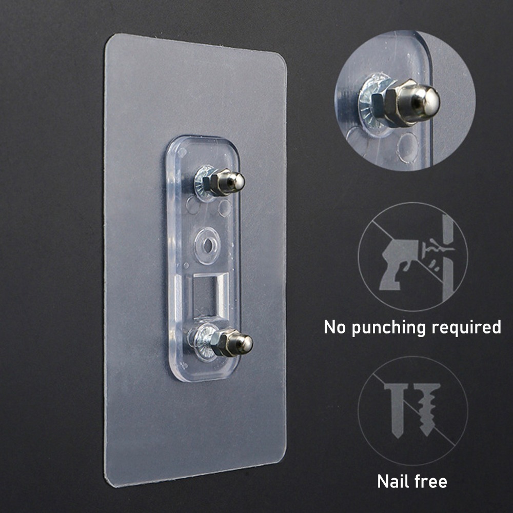 Variable Distance Double Hole Screw Sticker Wall Hanger No Punching Traceless Nail Screw Hook Wall Picture Hanger