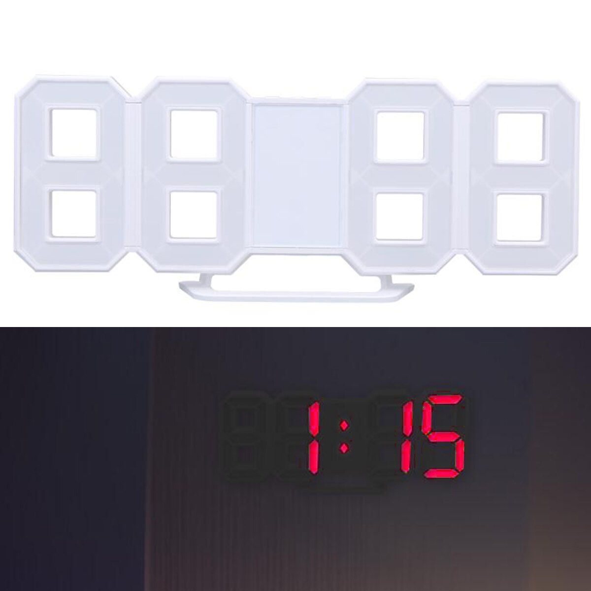 Digital USB Desktop Clock LED Clock 12/24 Hours Display Alarm Clock with Snooze Mode 8888 Display: Red