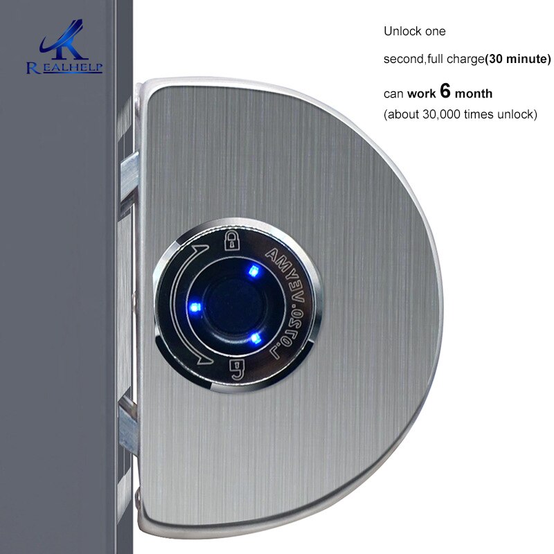 Frameless Glass Door Fingerprint Lock Flat Sliding Door Single Open Double Door Electronic Lock