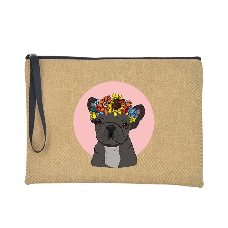 French Bulldog Purse Women Shopping Large Wallet Female Clutch Summer Beach Tote Handbag Travel Toiletries Card Keys Storage Bag: Q00142-A012BR-S