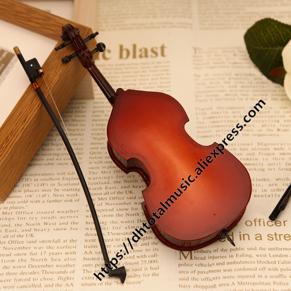 Mini doppel Bass mit Unterstützung Miniatur Kontrabass Holz Musical Instrumente Sammlung Dekorative Ornamente Modell