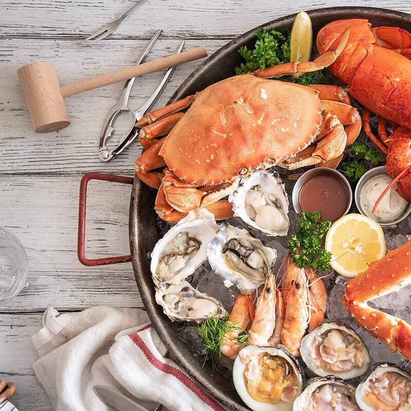 15Pcs Crab Lobster Hammer Seafood Tool Kit, Including Lobster Mallets Crab Leg Forks and Crab Crackers, Nut Crackers