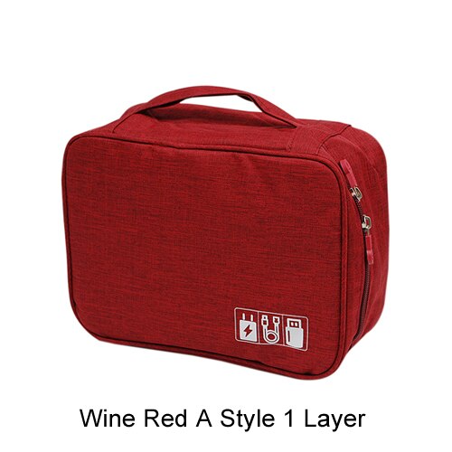 Charger Wire Electronic Organizer Travel Cable Wire Digital Bag Women Wardrobe Suitcase Luggage Gear Organizer Pouch Accessories: A Style Wine Red