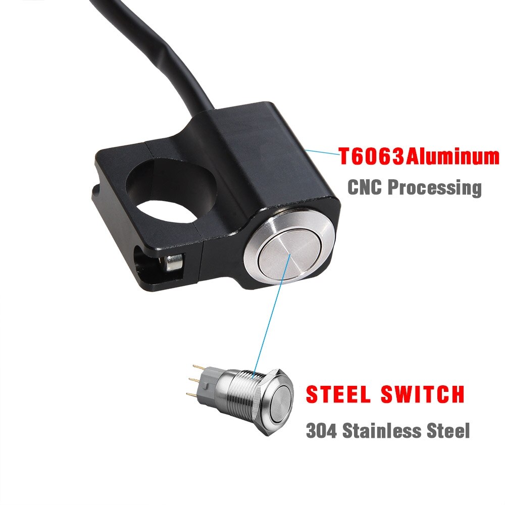 BOSMAA Motorcycle LED ON/OFF Fog light Switch 7/8" 22mm SpotLights battery kill Switch Waterproof Aluminum Brake Start Switch